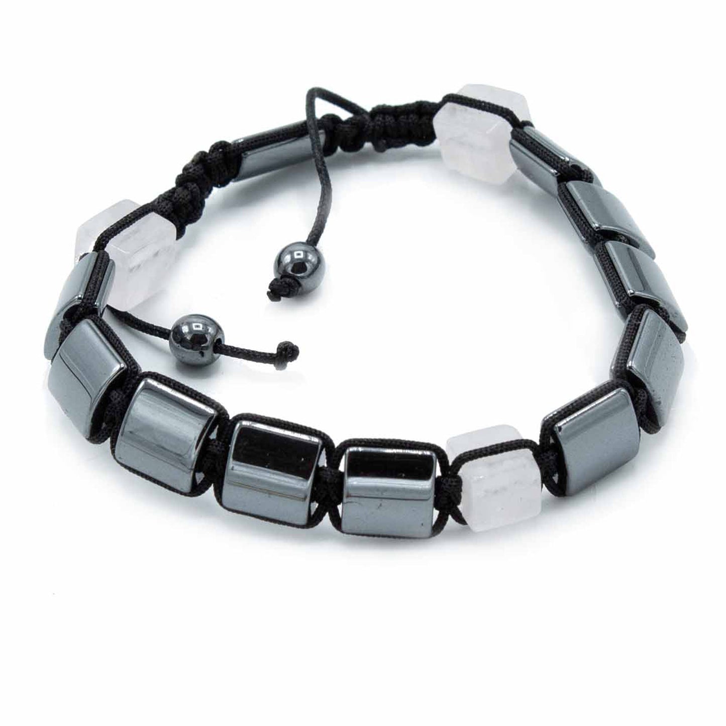 Magnetisches Hämatit-Shamballa-Armband - Rosenquader