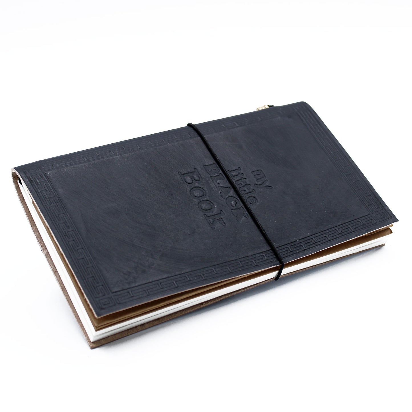 Handgefertigtes Lederjournal - My Little Black Book - Schwarz (80 Seiten)