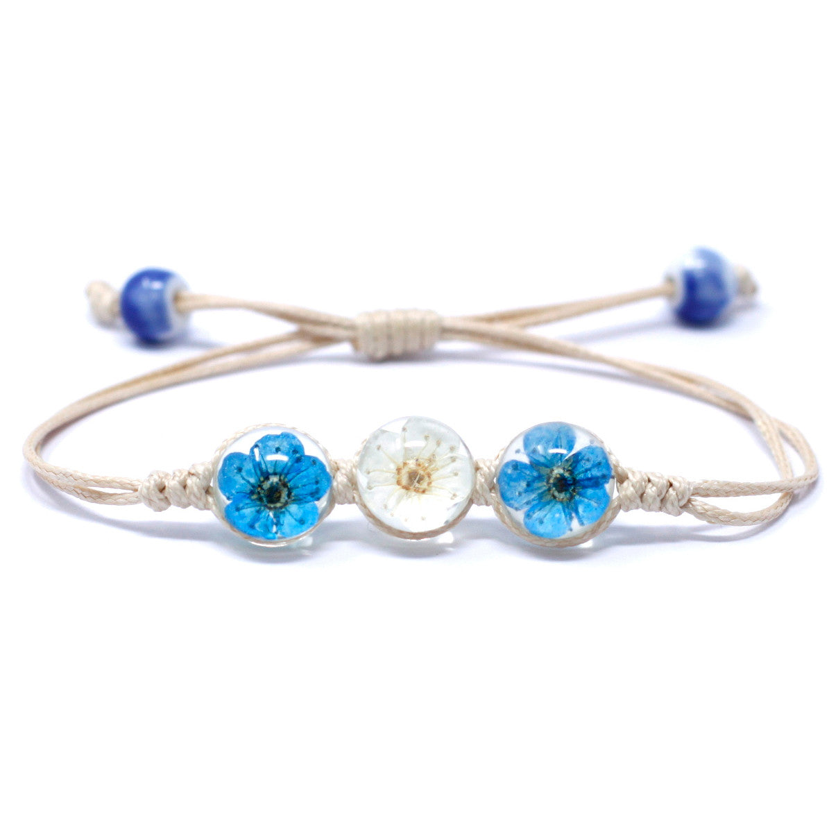 Gepresste Blumen - Drei-Blumen-Armband