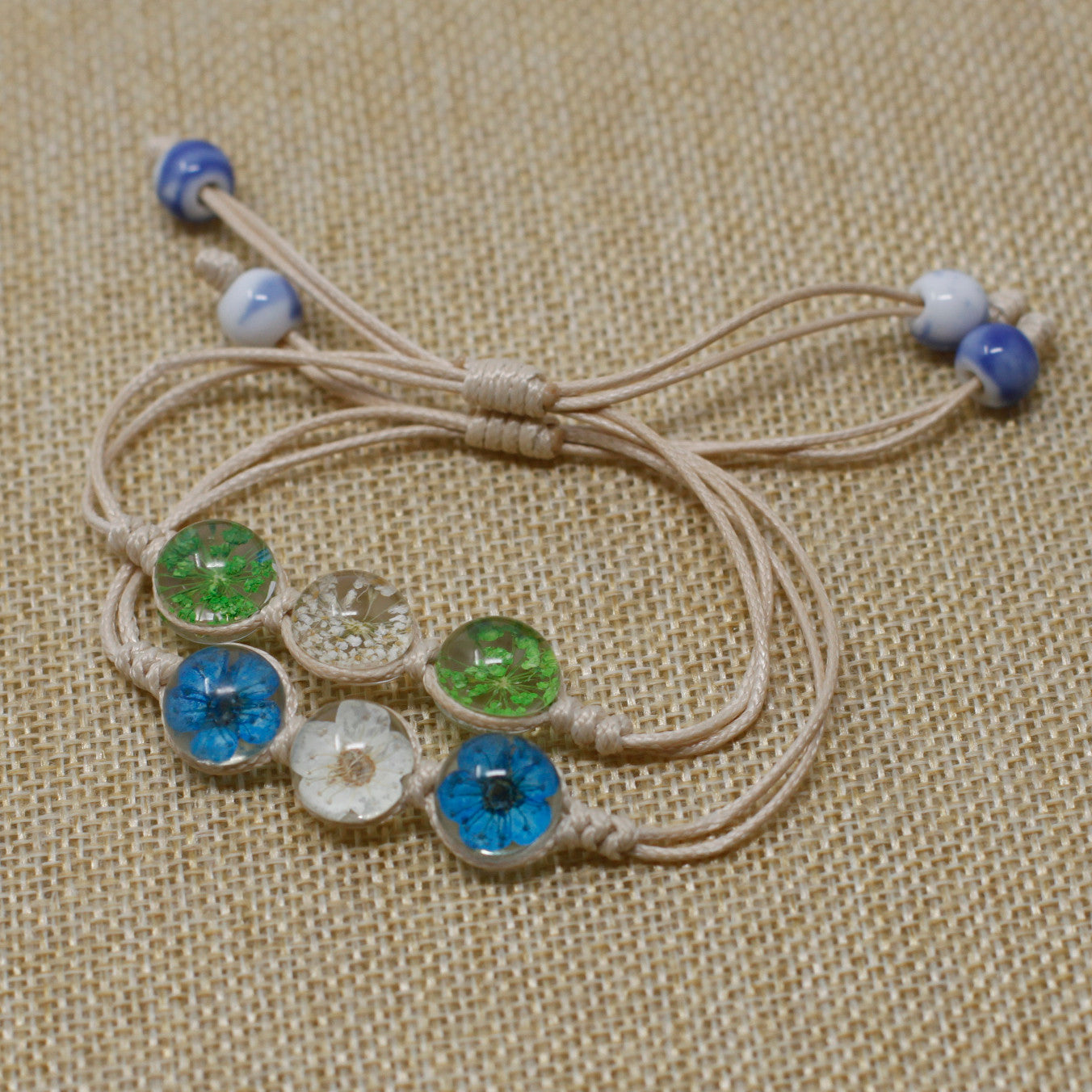 Gepresste Blumen - Drei-Blumen-Armband
