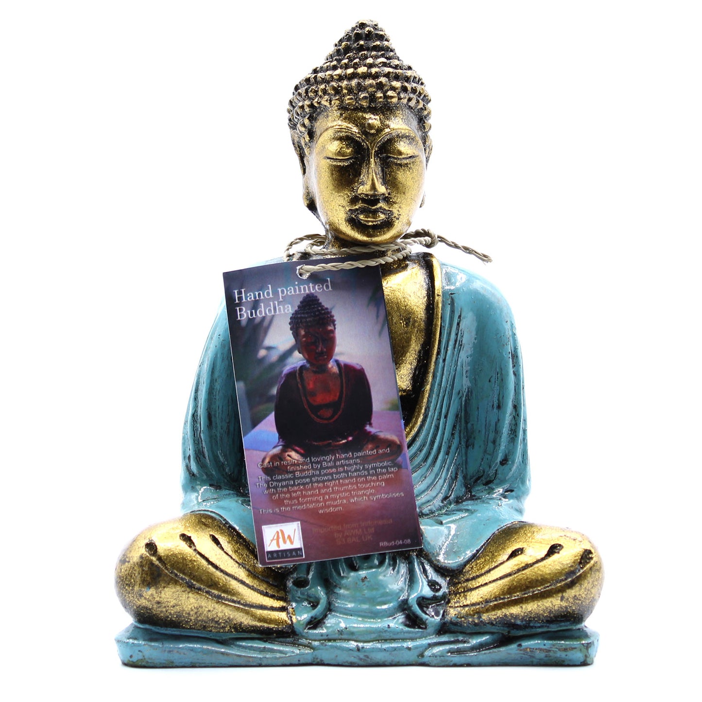 Blaugrüner und goldener Buddha – Mittelgroß