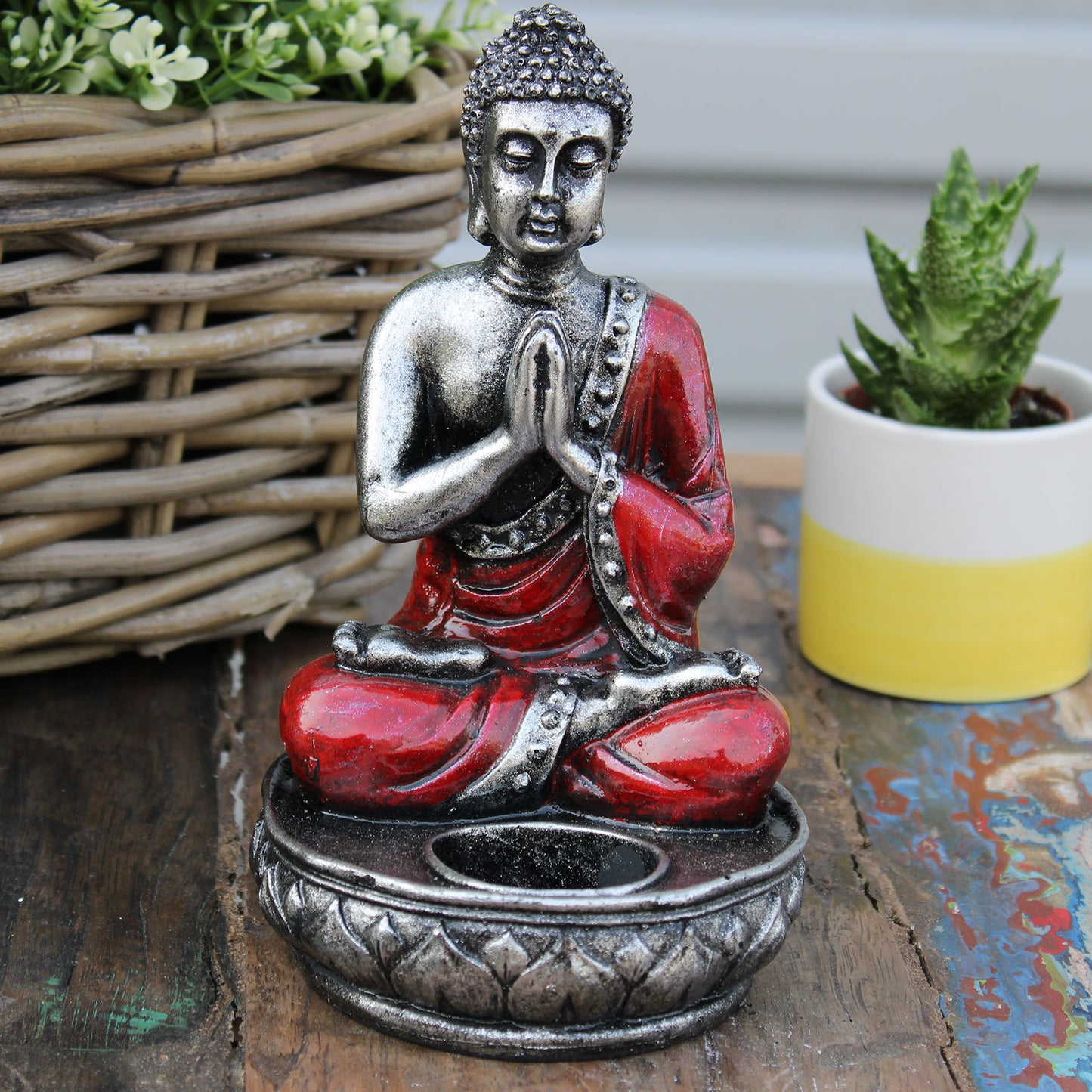 Buddha-Kerzenhalter - Rot - Mittelgroß