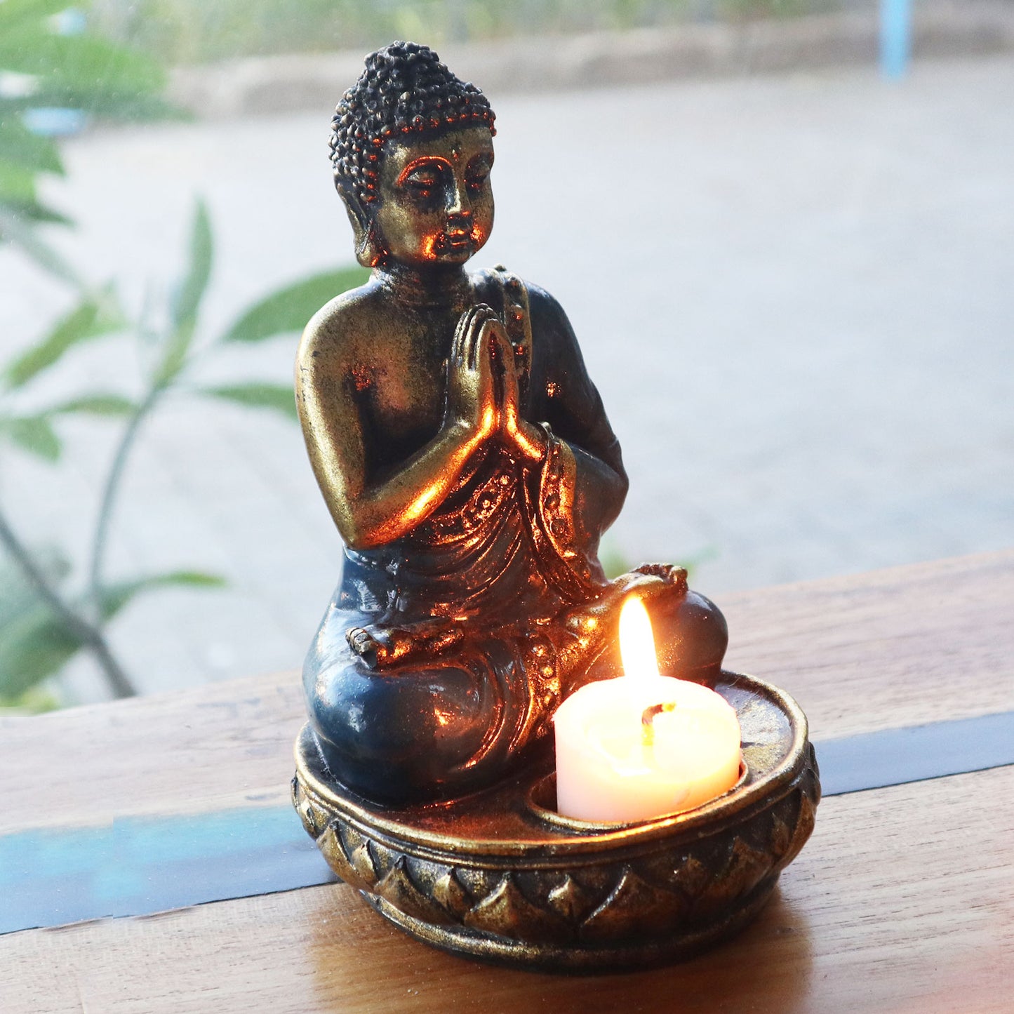 Buddha-Kerzenhalter - Rot - Mittelgroß
