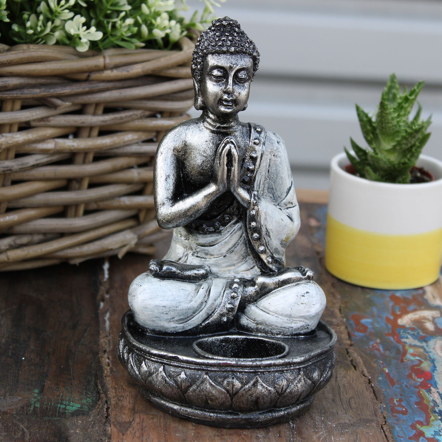 Buddha-Kerzenhalter - Weiß - Mittelgroß