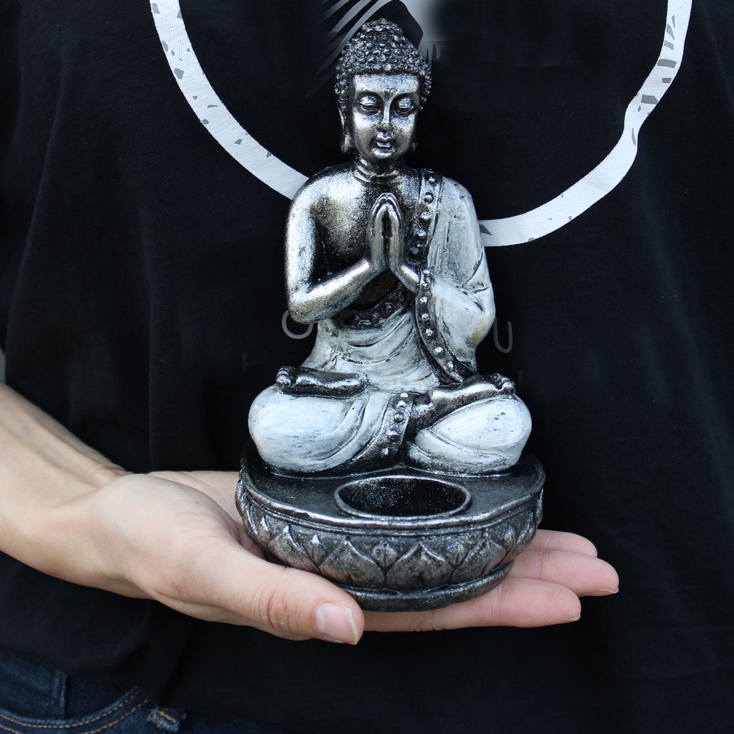 Buddha-Kerzenhalter - Weiß - Mittelgroß