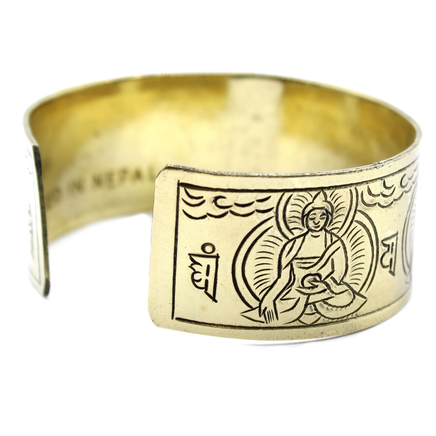 Tibetisches Messingarmband - Fünf Buddha