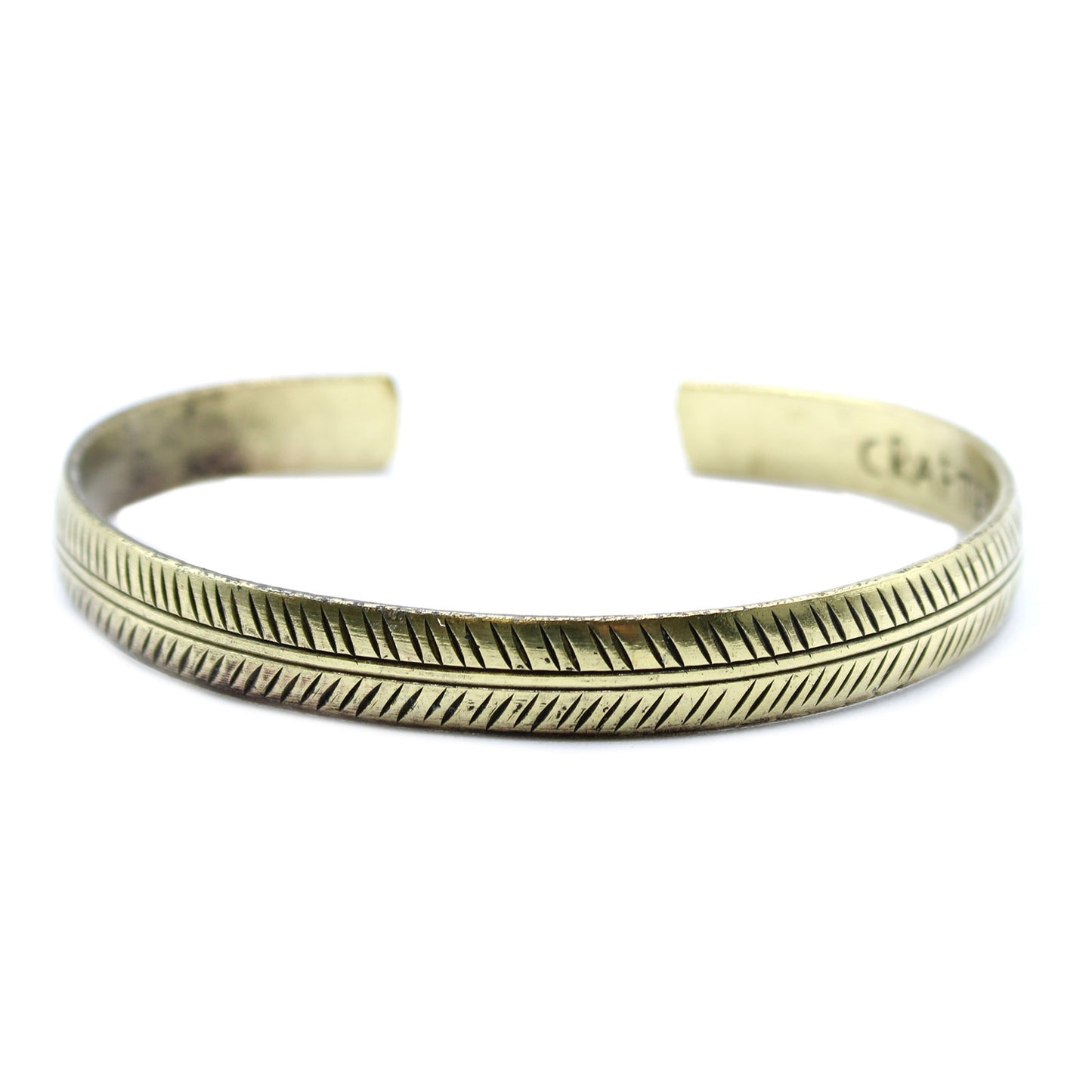 Tibetisches Messingarmband - Schmales Stammesblatt