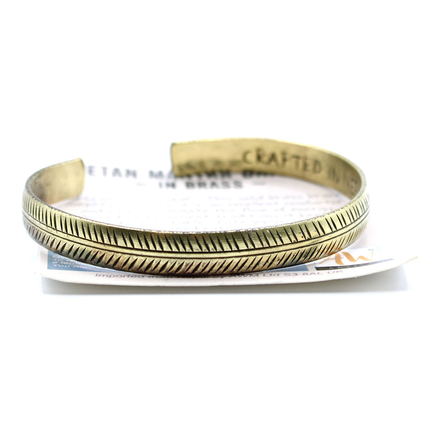 Tibetisches Messingarmband - Schmales Stammesblatt