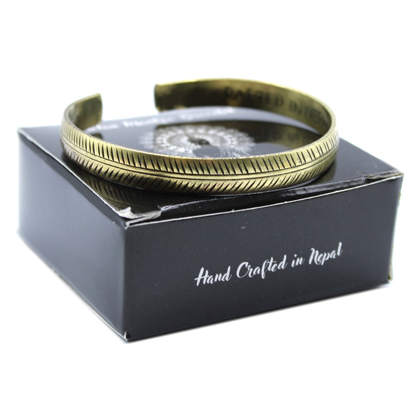 Tibetisches Messingarmband - Schmales Stammesblatt