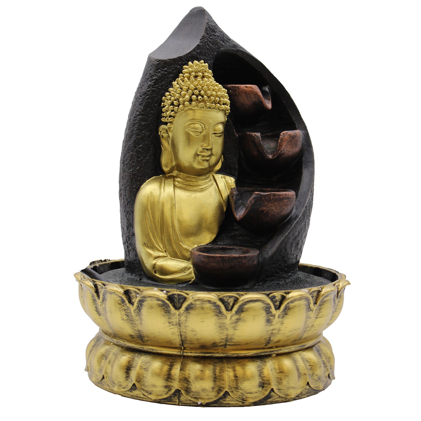 Tisch-Wasserspiel – 30 cm – Goldener Buddha und Gießtöpfe