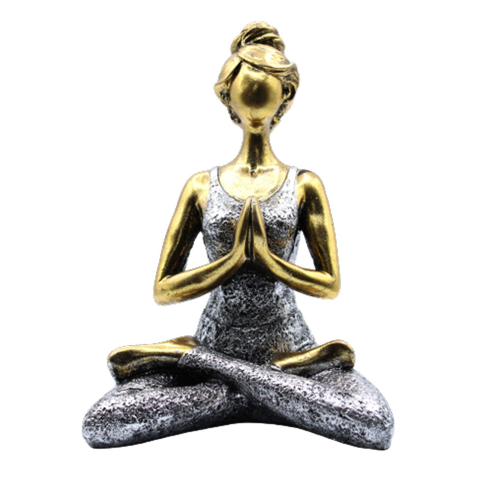 Yoga-Dame-Figur - Bronze & Silber 24cm