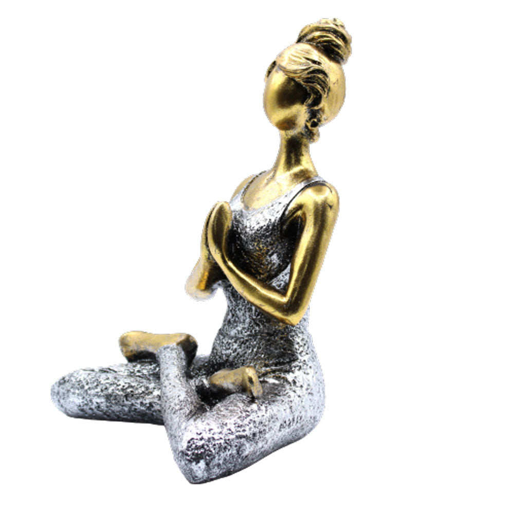 Yoga-Dame-Figur - Bronze & Silber 24cm