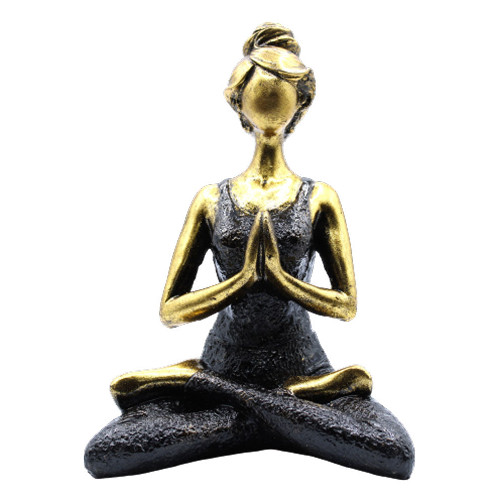 Yoga-Dame-Figur – Bronze & Schwarz, 24 cm