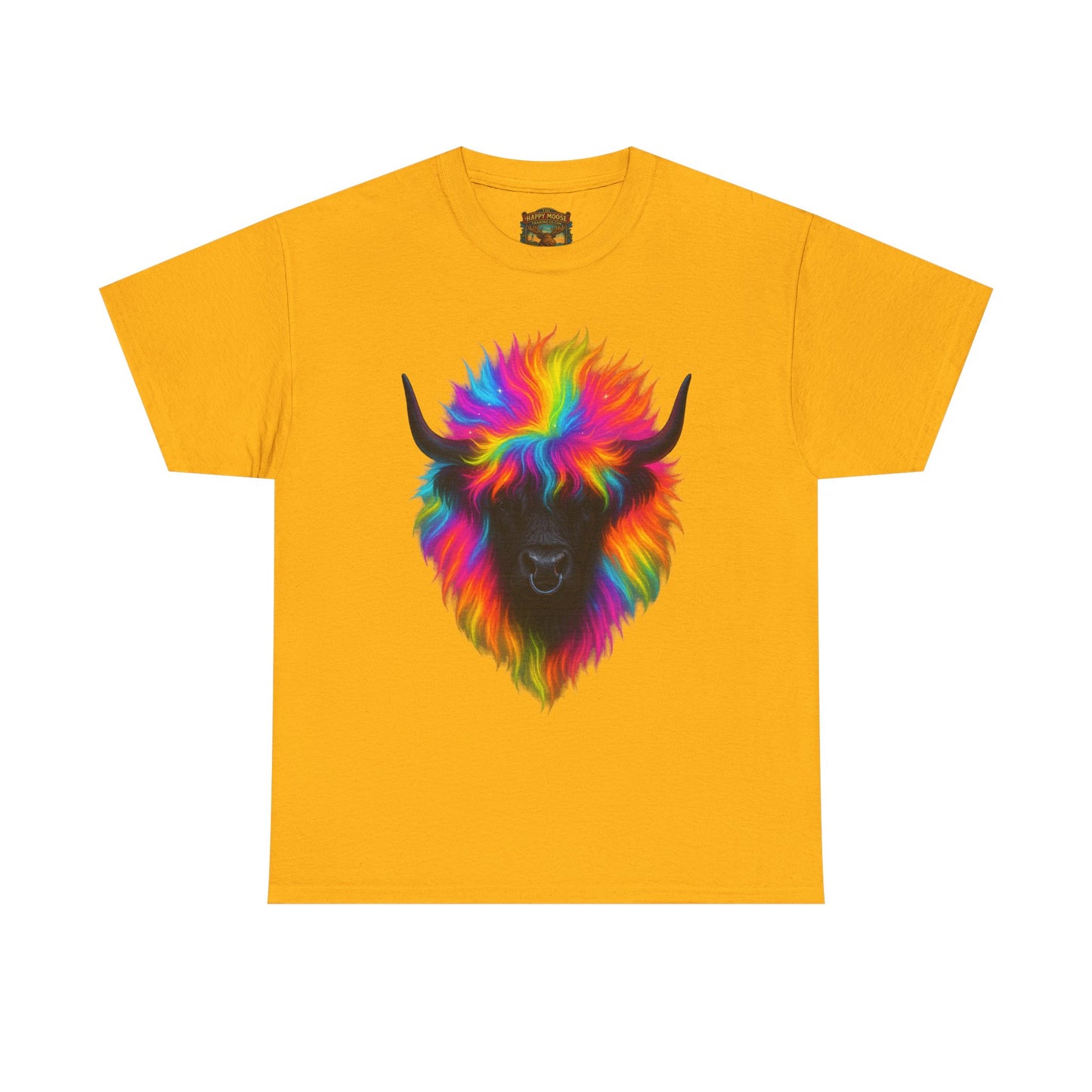 Rainbow Buffalo T-Shirt — Colorful Neon Bison Graphic Tee