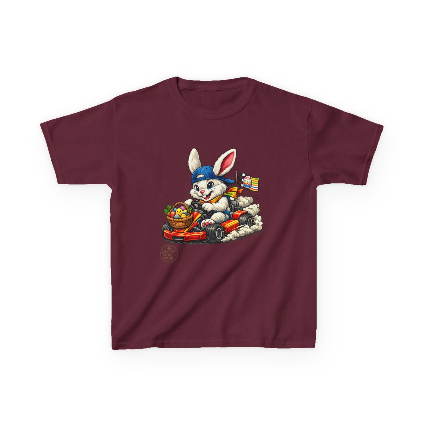 Kids Bunny Go-Kart Tee – Easter Bunny Racing with Candy Basket