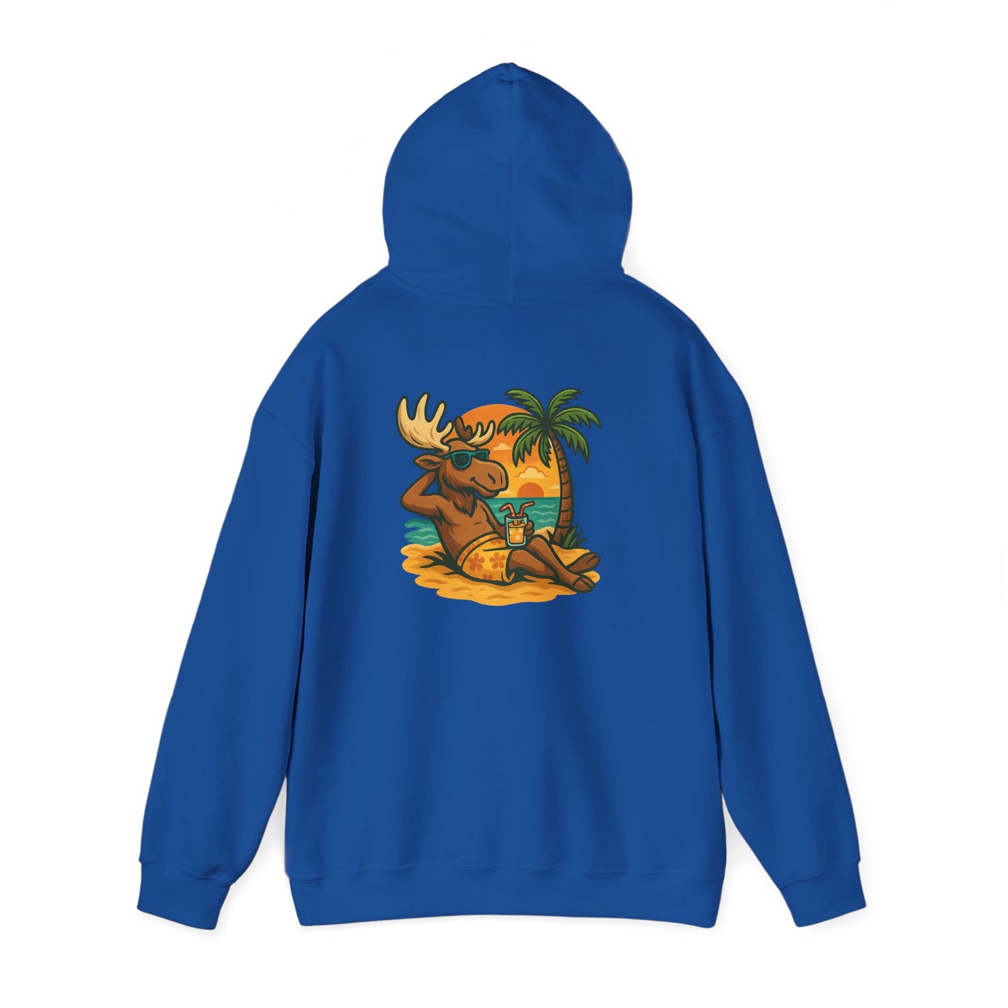 Hoodie — Relaxing Moose Beach Sunset Graphic Hooded Sweatshirt