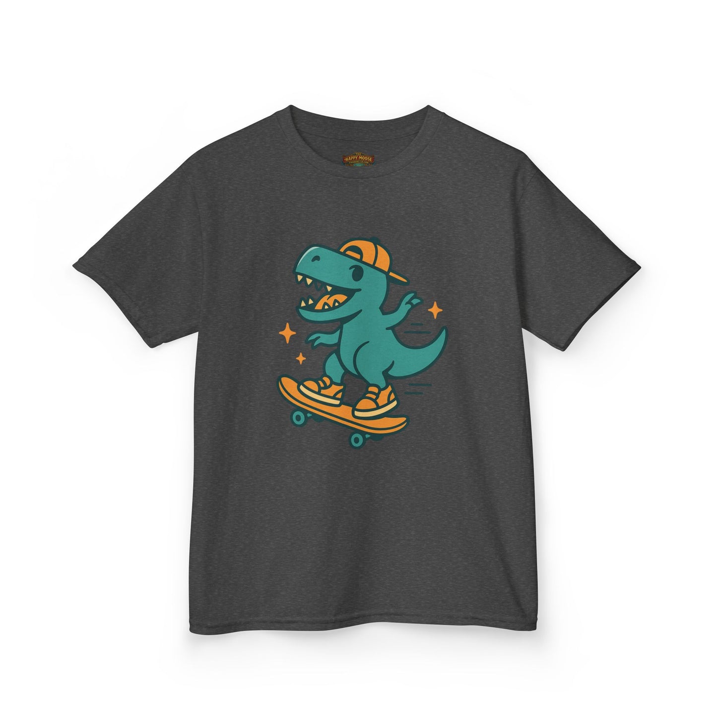Kids Skateboarding Dino Tee — Cute Skateboard T‑Rex Graphic Shirt