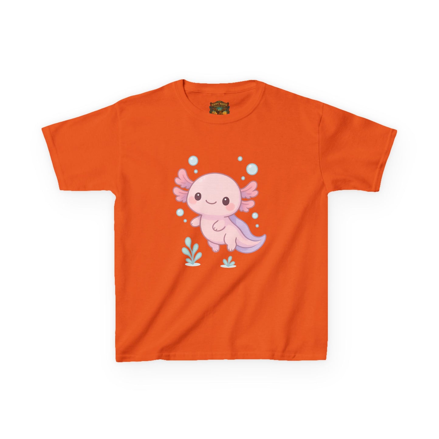Kids Axolotl T‑Shirt — Cute Pink Axolotl Cartoon Tee for Kids