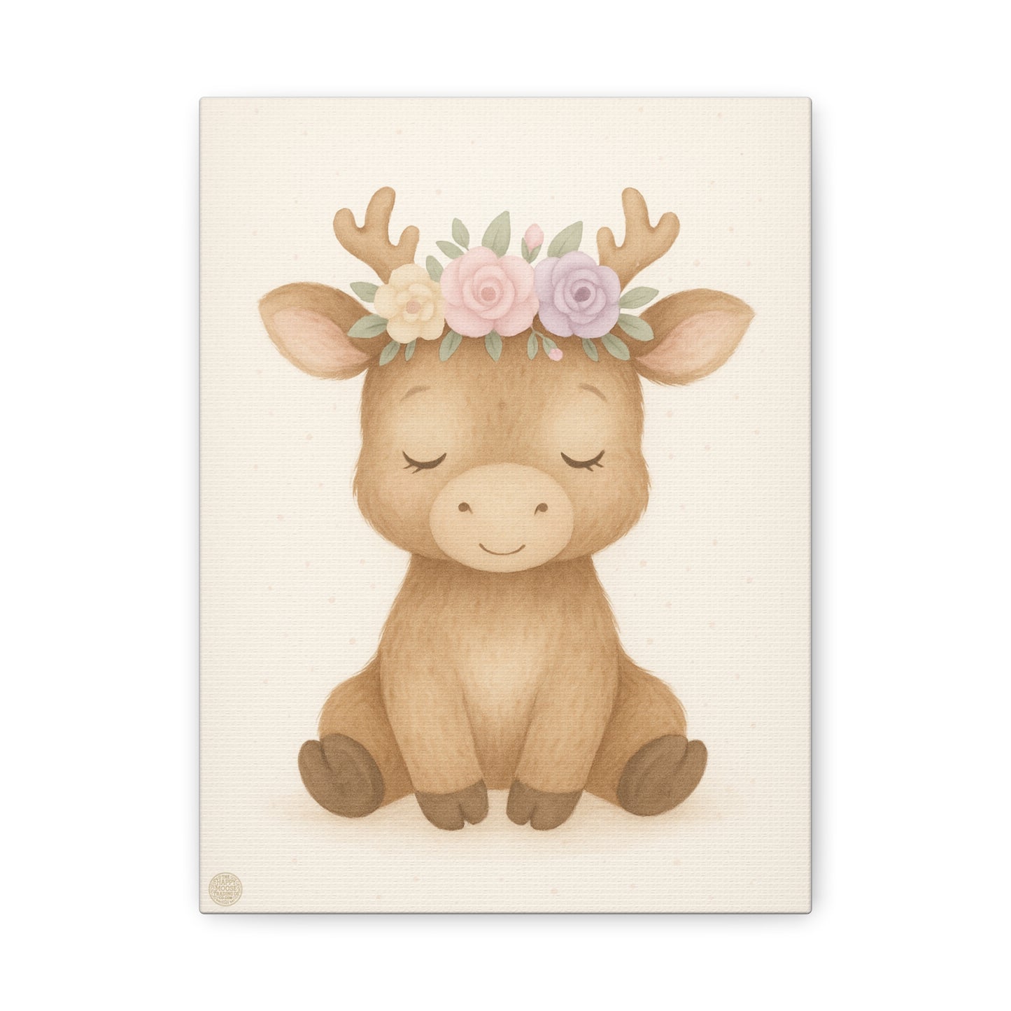 Woodland Baby Deer Canvas — Floral Antler Nursery Wall Art