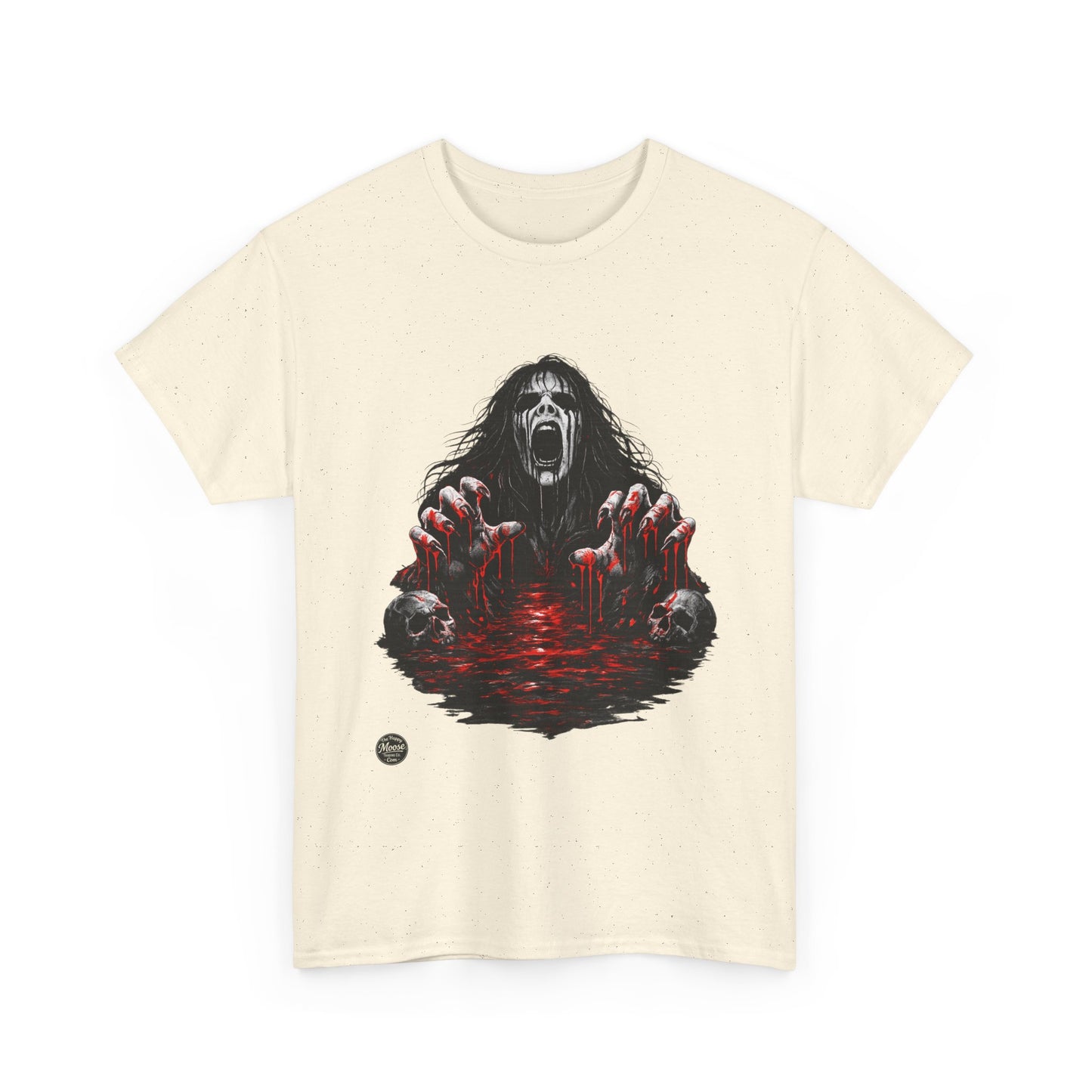 T-Shirt — Horror Scream Design with Red Blood Pool (Gothic Horror Tee)  EZ002