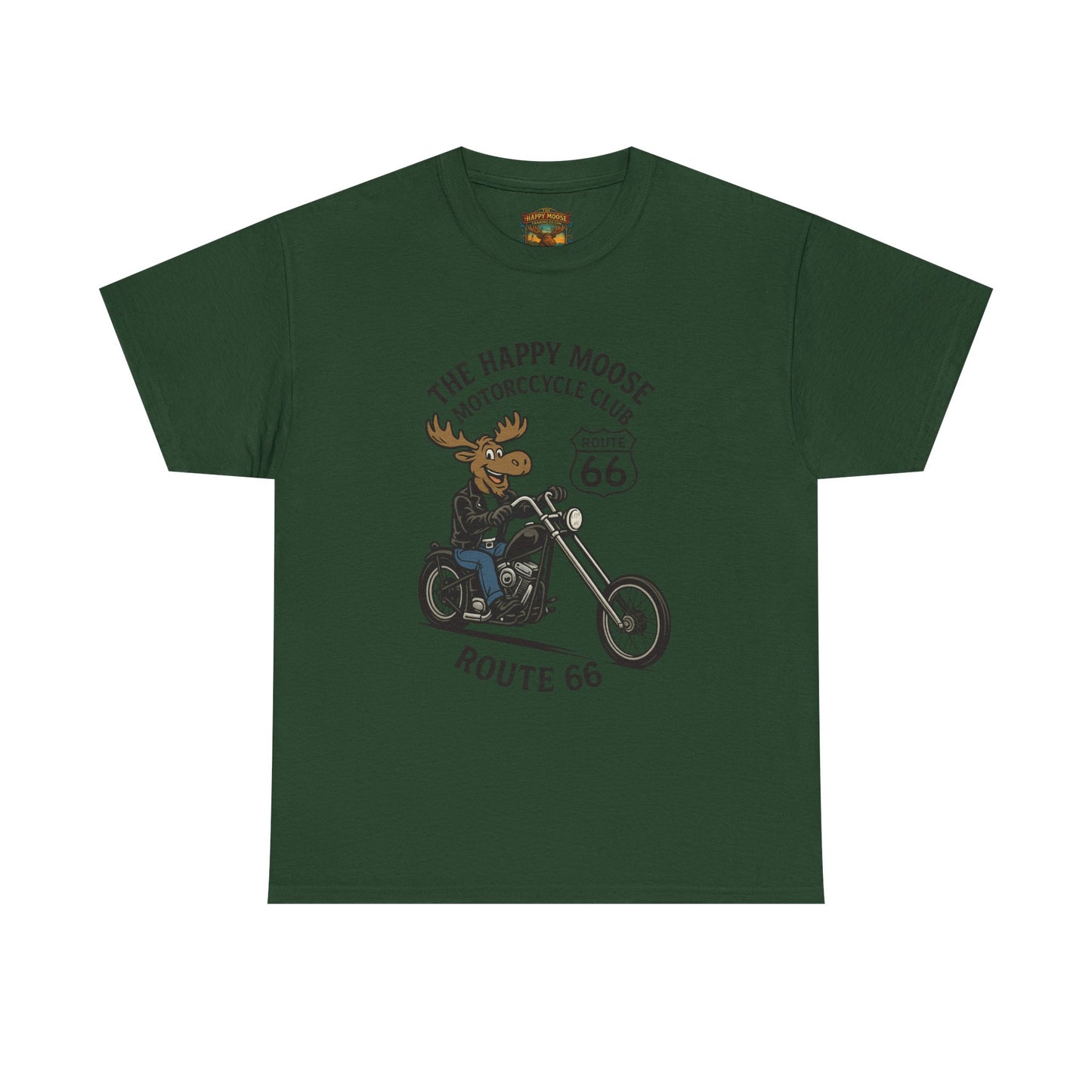 Happy Moose Motorcycle Club Route 66 T-Shirt | Moose Biker Tee