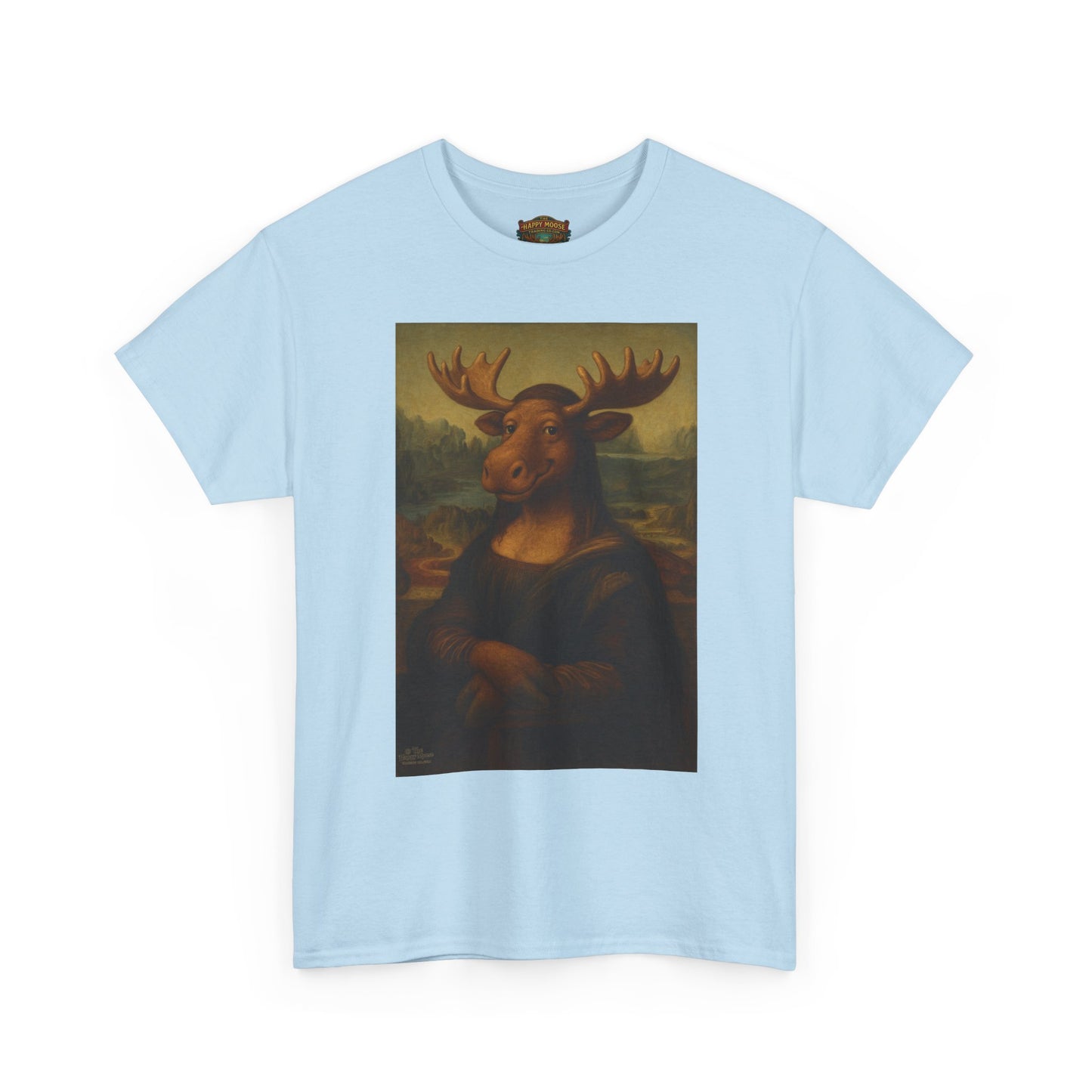 Mona Moose Tee — Funny Renaissance Moose Portrait T‑Shirt