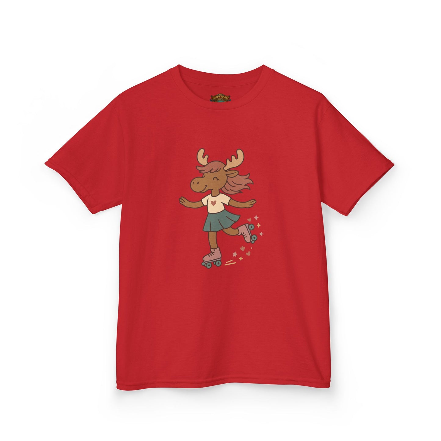 Kids Tee — Cute Roller-Skating Moose Girl Graphic