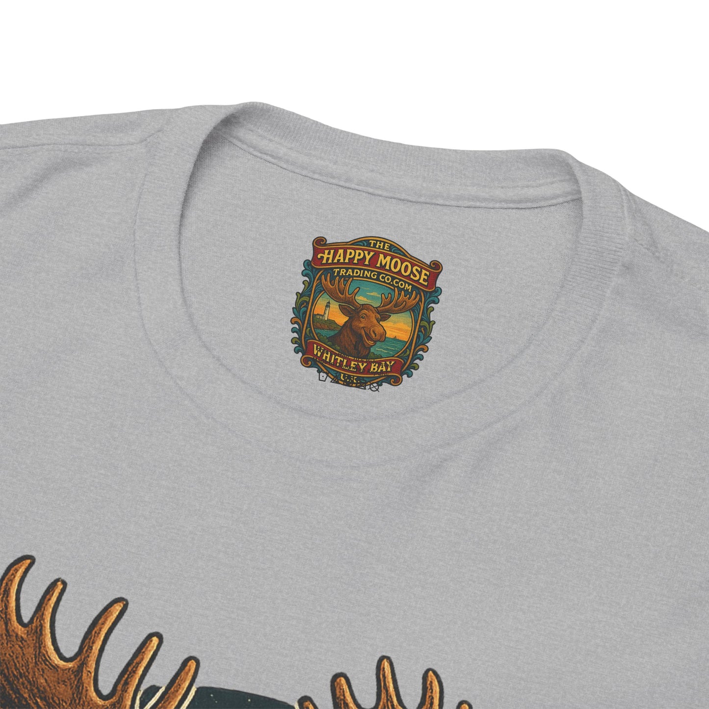 Running Moose Graphic Tee - Retro Sunset Jogging Animal Fitness Shirt