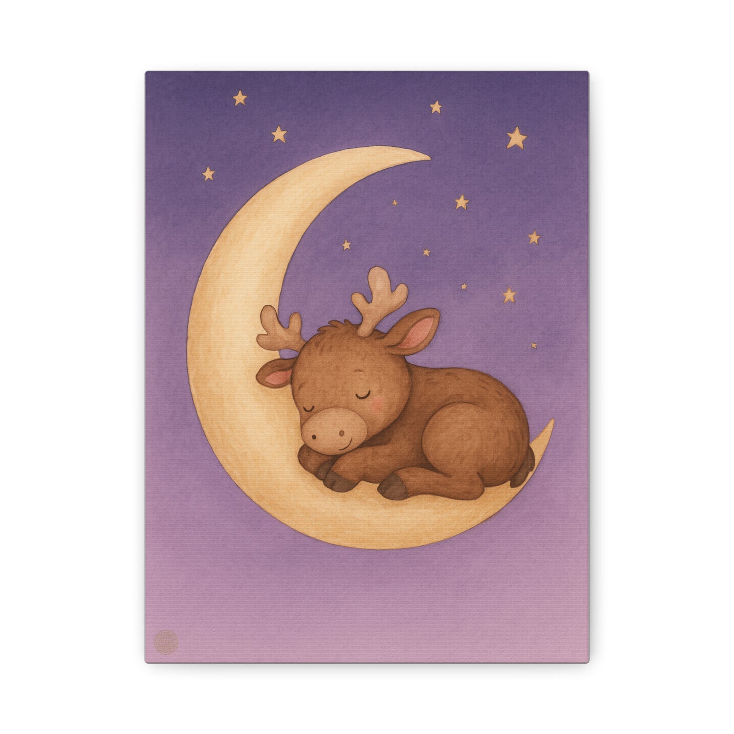 Sleeping Reindeer Moon Matte Canvas Wall Art