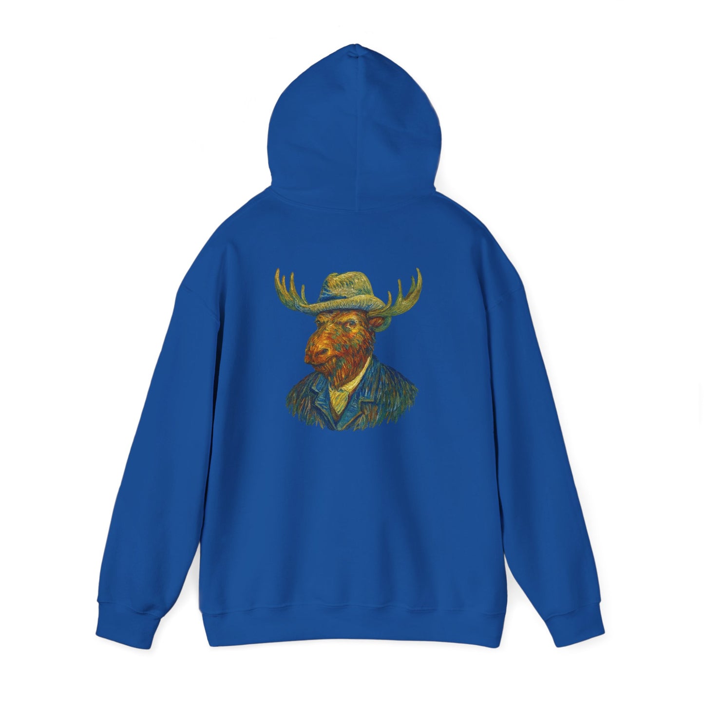Van Gogh Moose Portrait Hoodie — Artistic Antlered Van Gogh Pullover