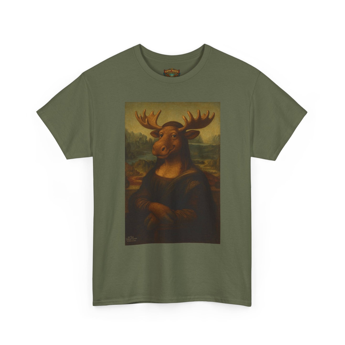 Mona Moose Tee — Funny Renaissance Moose Portrait T‑Shirt