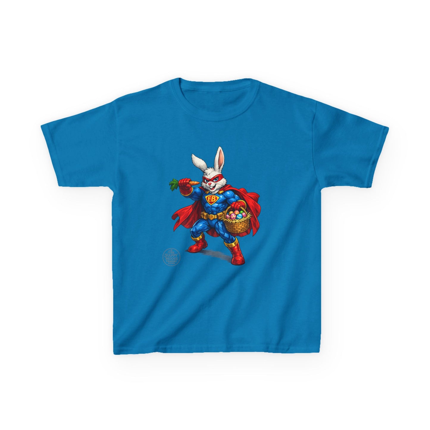 Kids Superhero Bunny T‑Shirt — Easter Basket & Carrot Costume