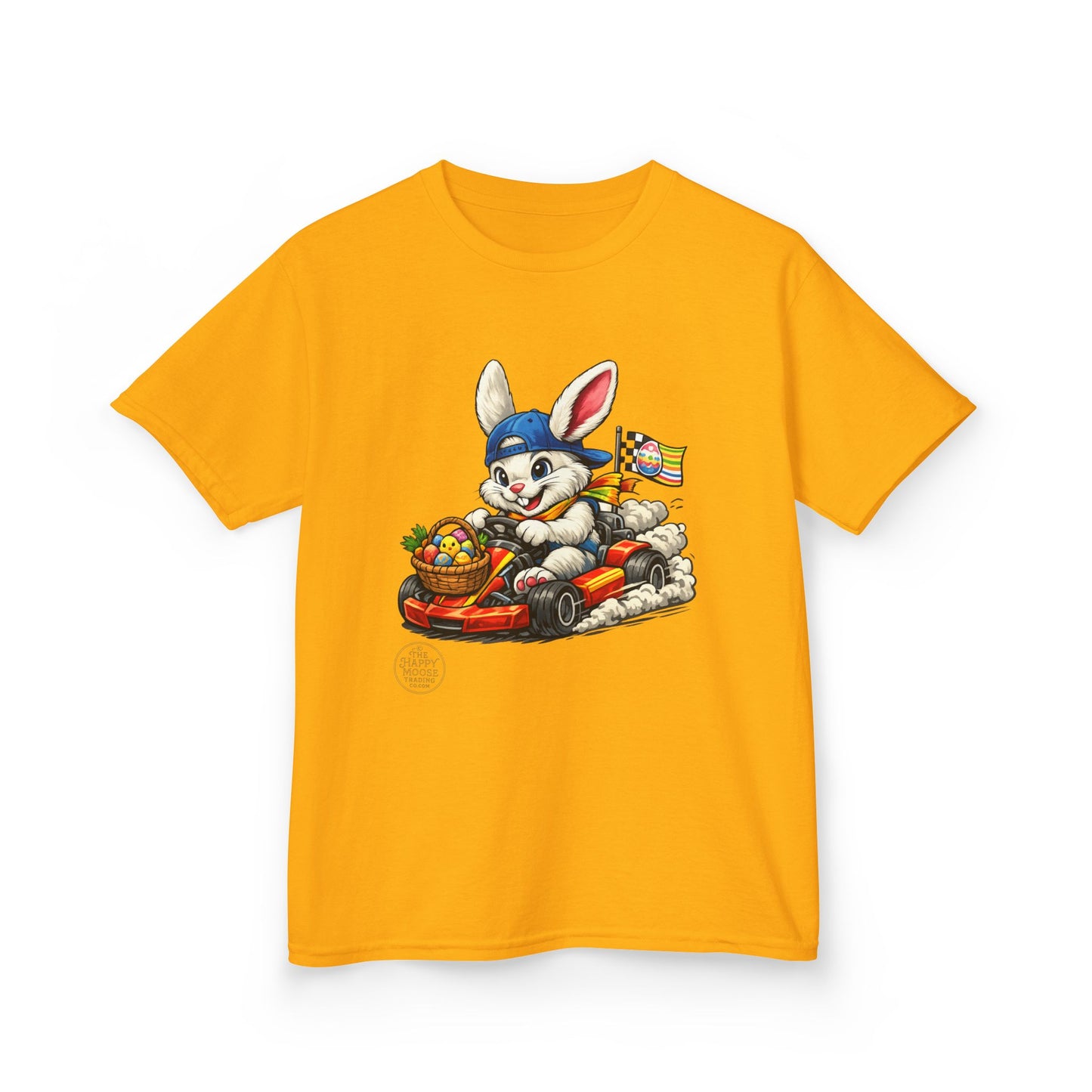 Kids Bunny Go-Kart Tee – Easter Bunny Racing with Candy Basket
