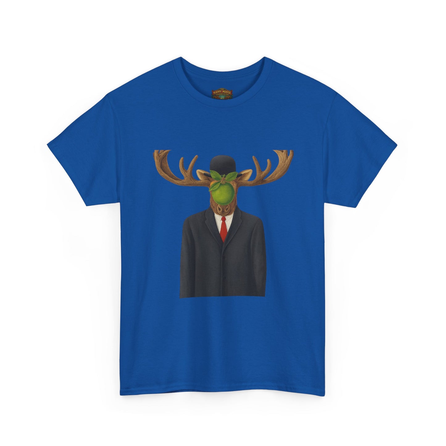 Surreal Moose Head Suit T‑Shirt — 'Man with Antlers' Artistic Graphic Tee