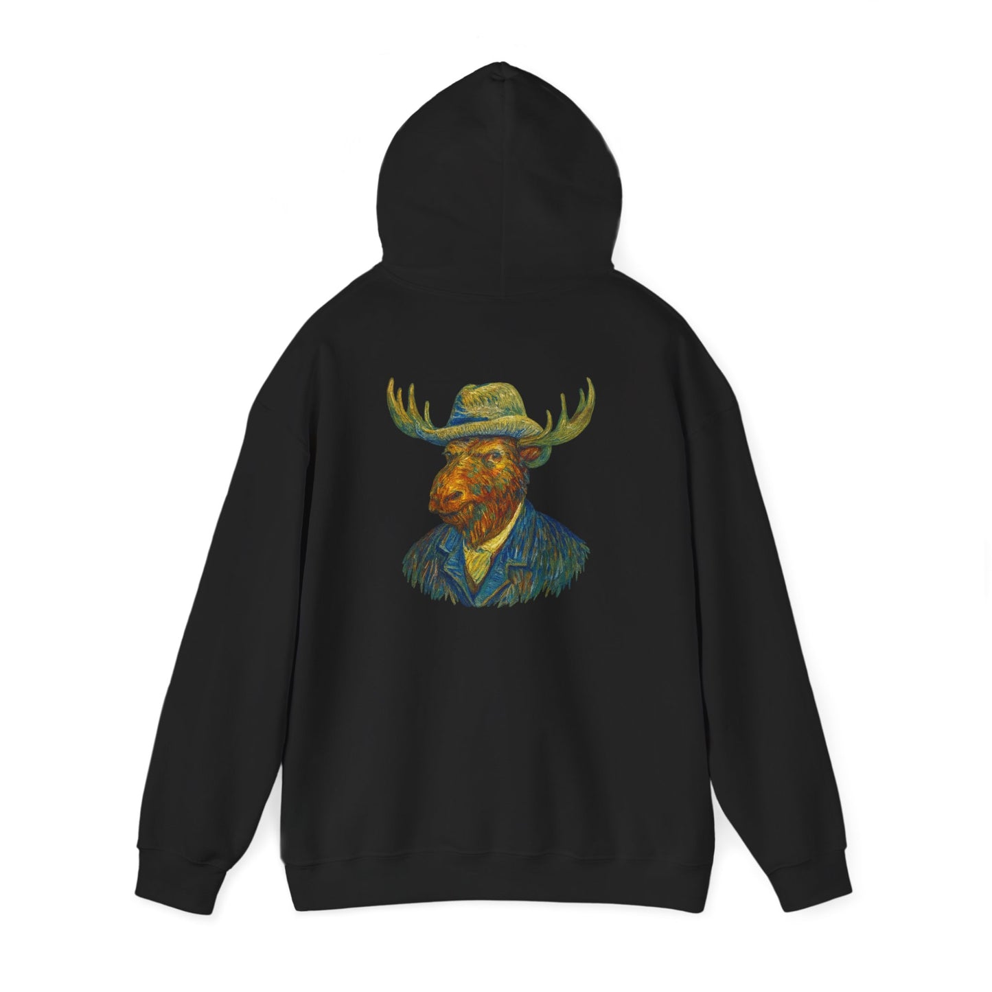 Van Gogh Moose Portrait Hoodie — Artistic Antlered Van Gogh Pullover
