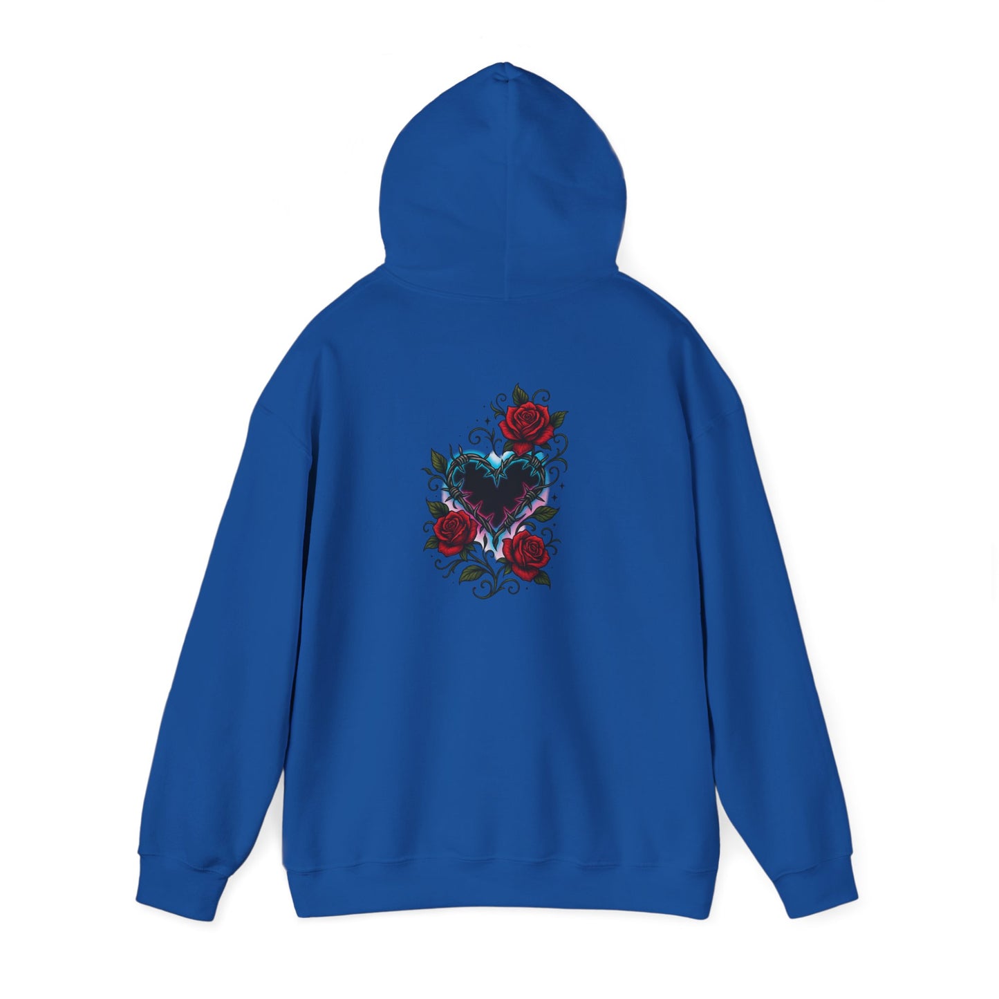 Rose Heart Tattoo Hoodie — Gothic Floral Heart Back Print