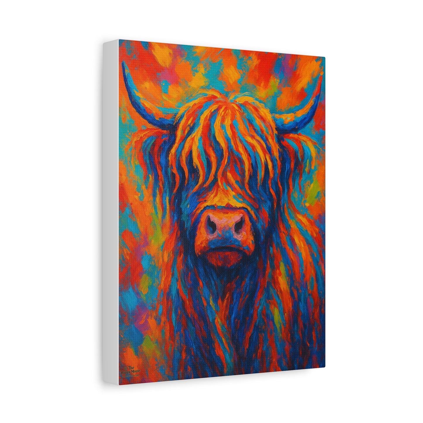 Colorful Highland Cow Matte Canvas Wall Art — Vibrant Stretched Canvas