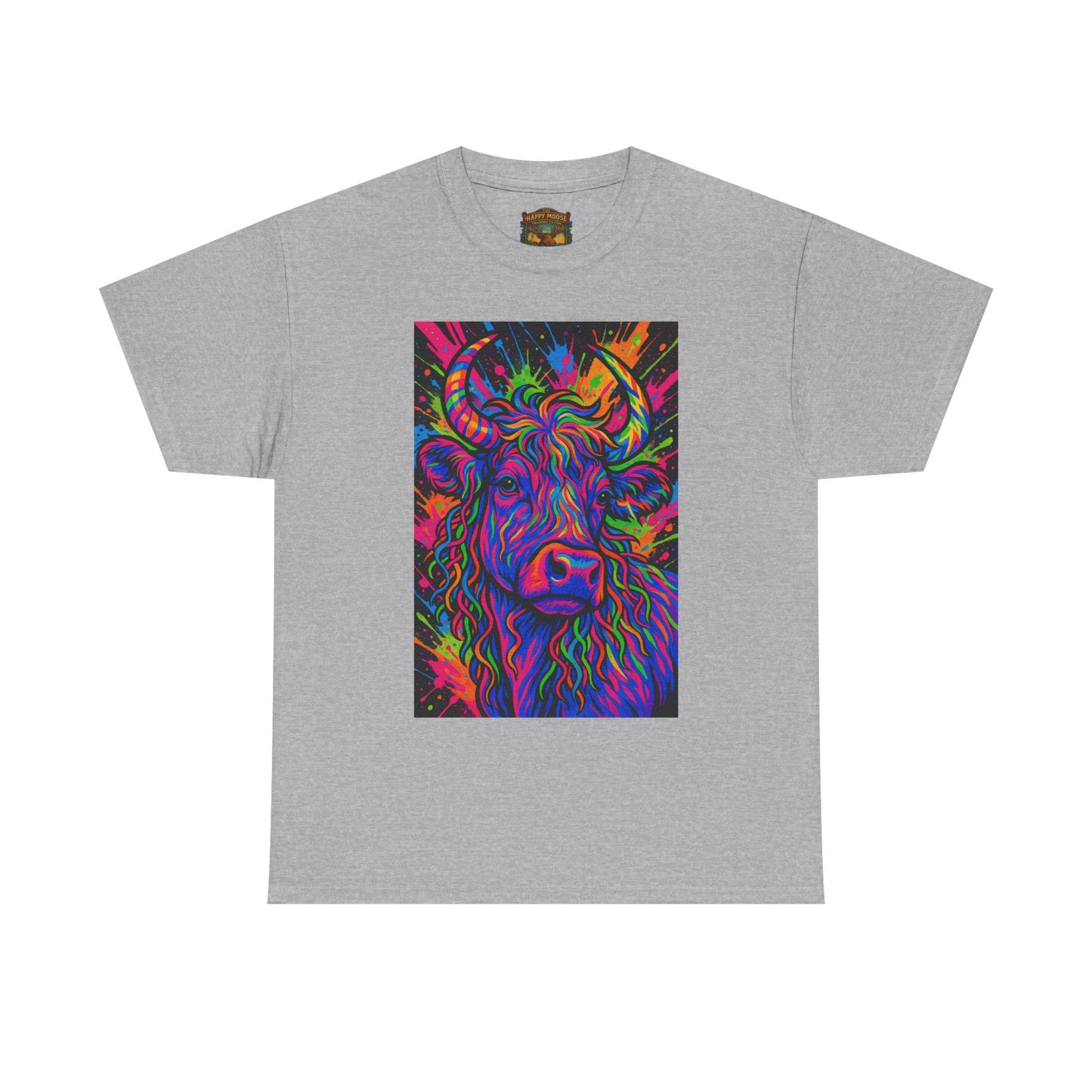 Psycadelic Highland Cow T-Shirt | Retro Rainbow Cow Art 1