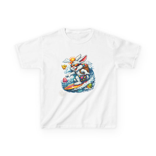 Kids Surfing Easter Bunny T-Shirt — Cute Surfboard Bunny Graphic Tee