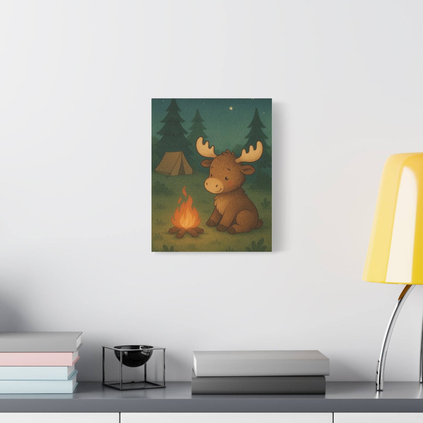 Cute Camping Moose Canvas Art — Kids Nursery Wall Decor