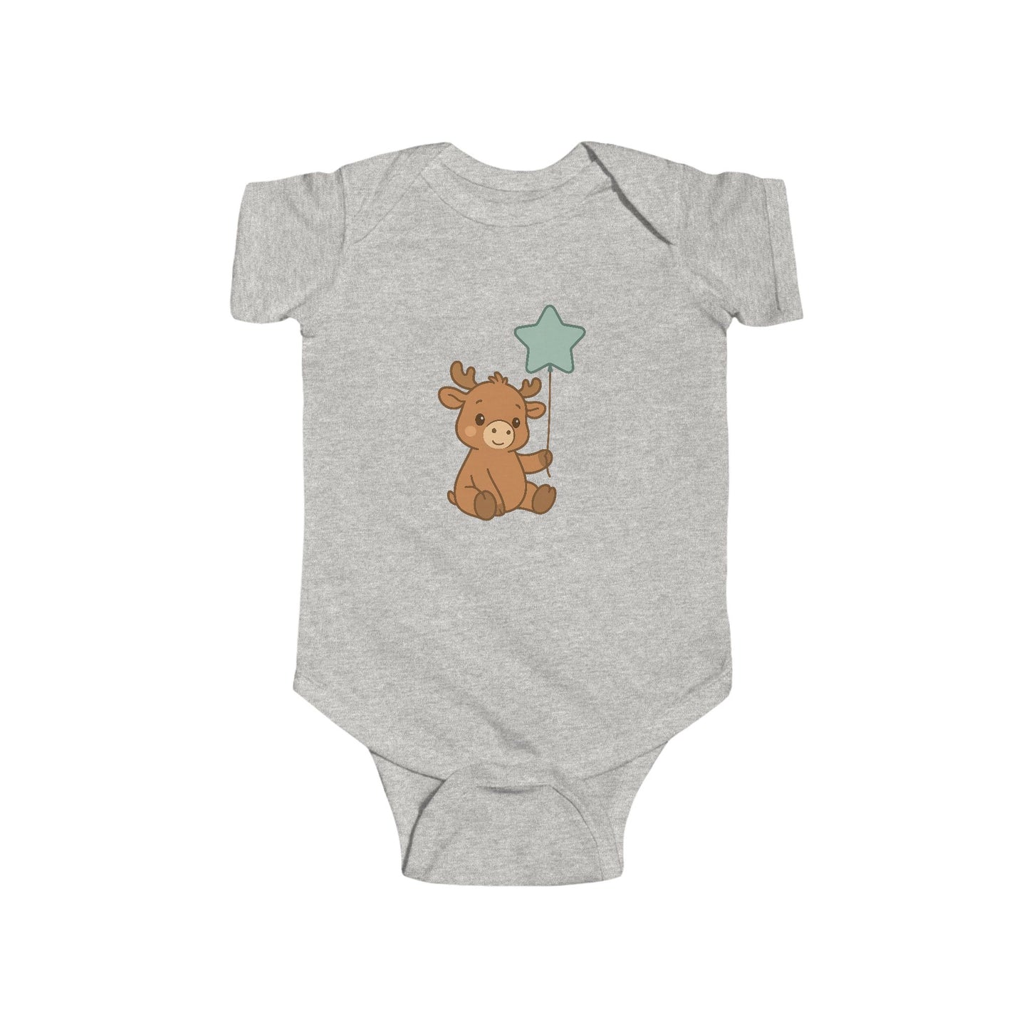Cute Moose Baby Bodysuit – Teddy Holding Star Onesie