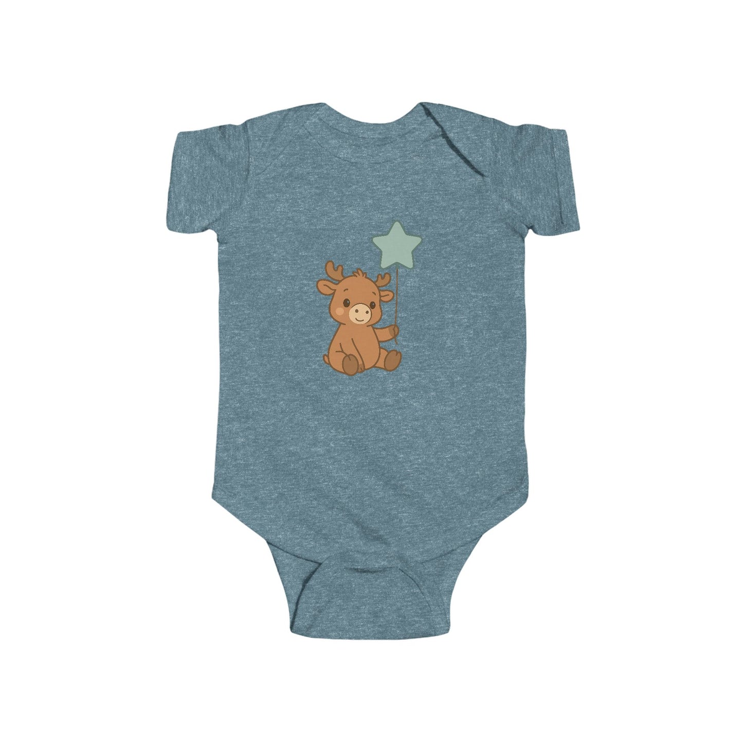 Cute Moose Baby Bodysuit – Teddy Holding Star Onesie