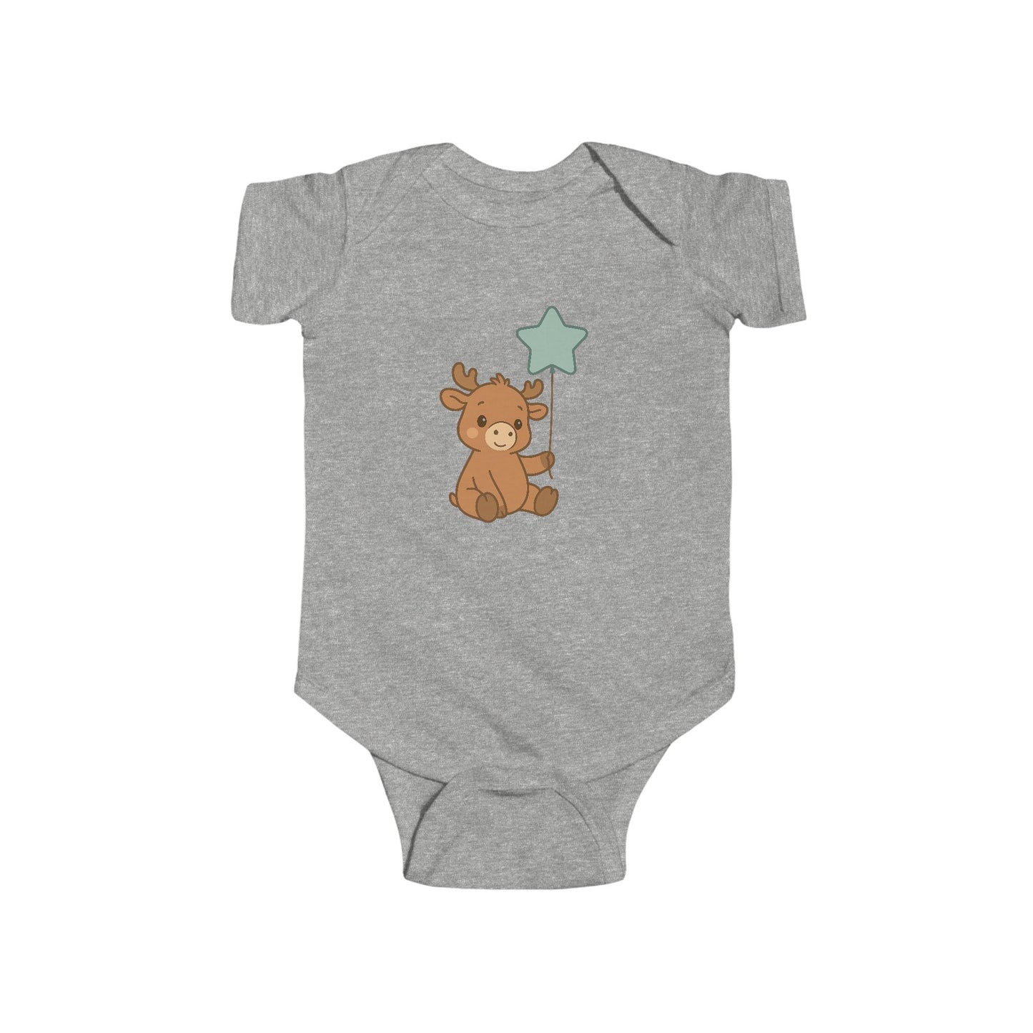 Cute Moose Baby Bodysuit – Teddy Holding Star Onesie