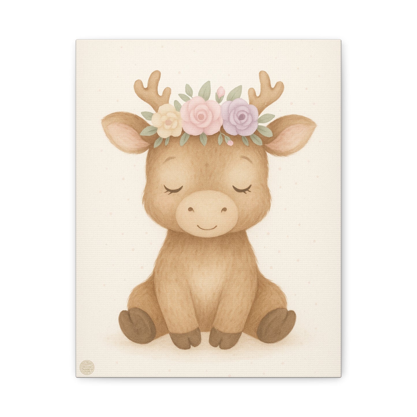 Woodland Baby Deer Canvas — Floral Antler Nursery Wall Art