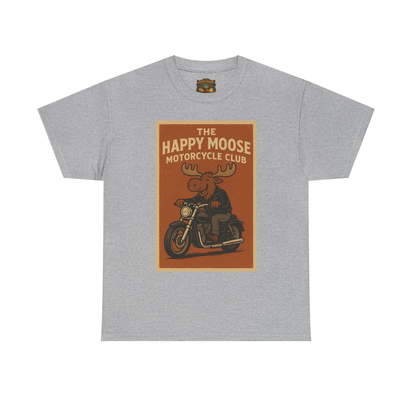 Happy Moose Motorcycle Club T-Shirt | Moose Biker Graphic