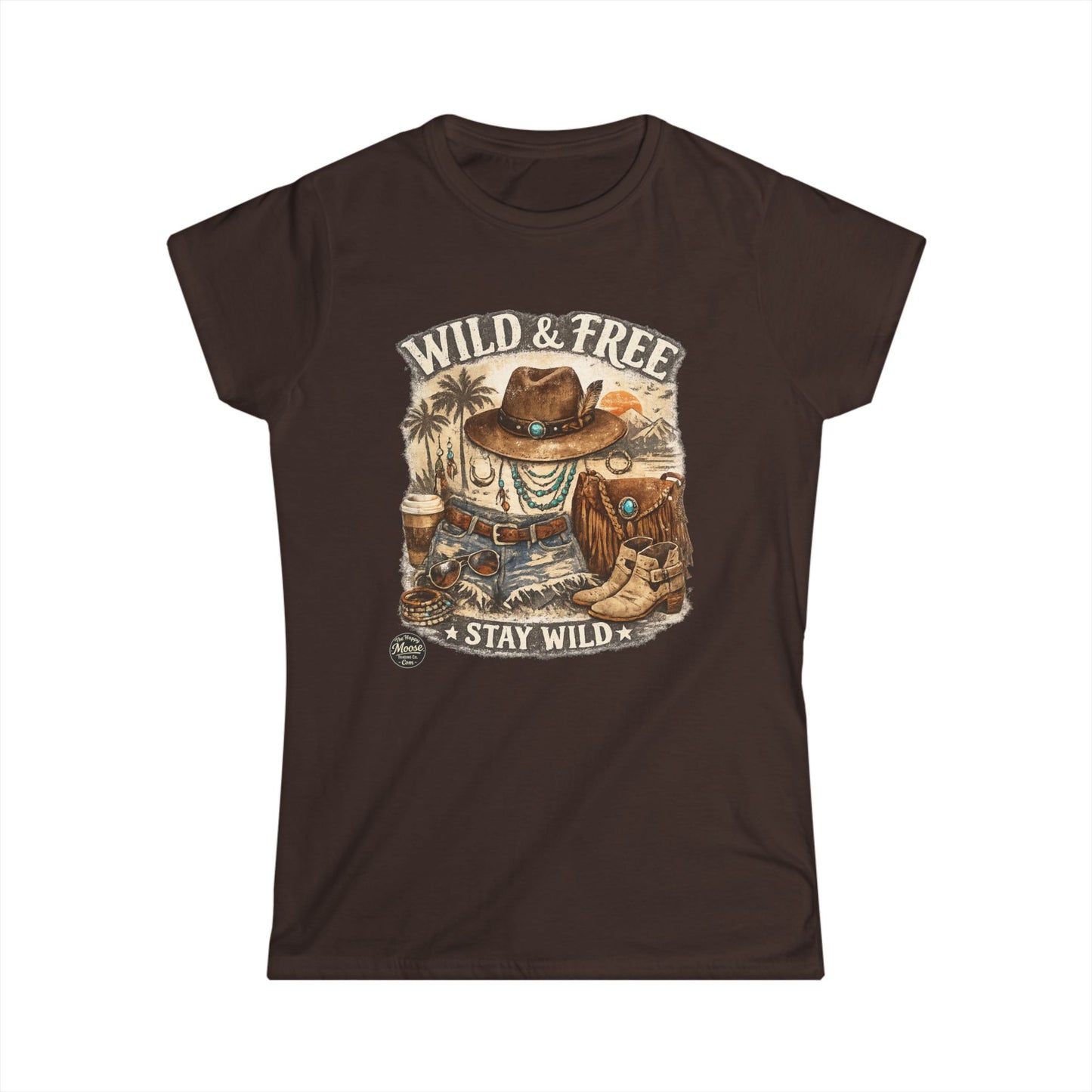 Wild & Free Western Graphic Tee — "Stay Wild" Cowboy Boho Women's Shirt