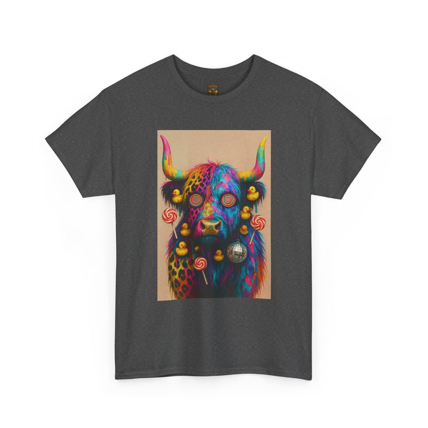 Psychedelic Highland Cow T-Shirt | Retro Rainbow Cow Art 6