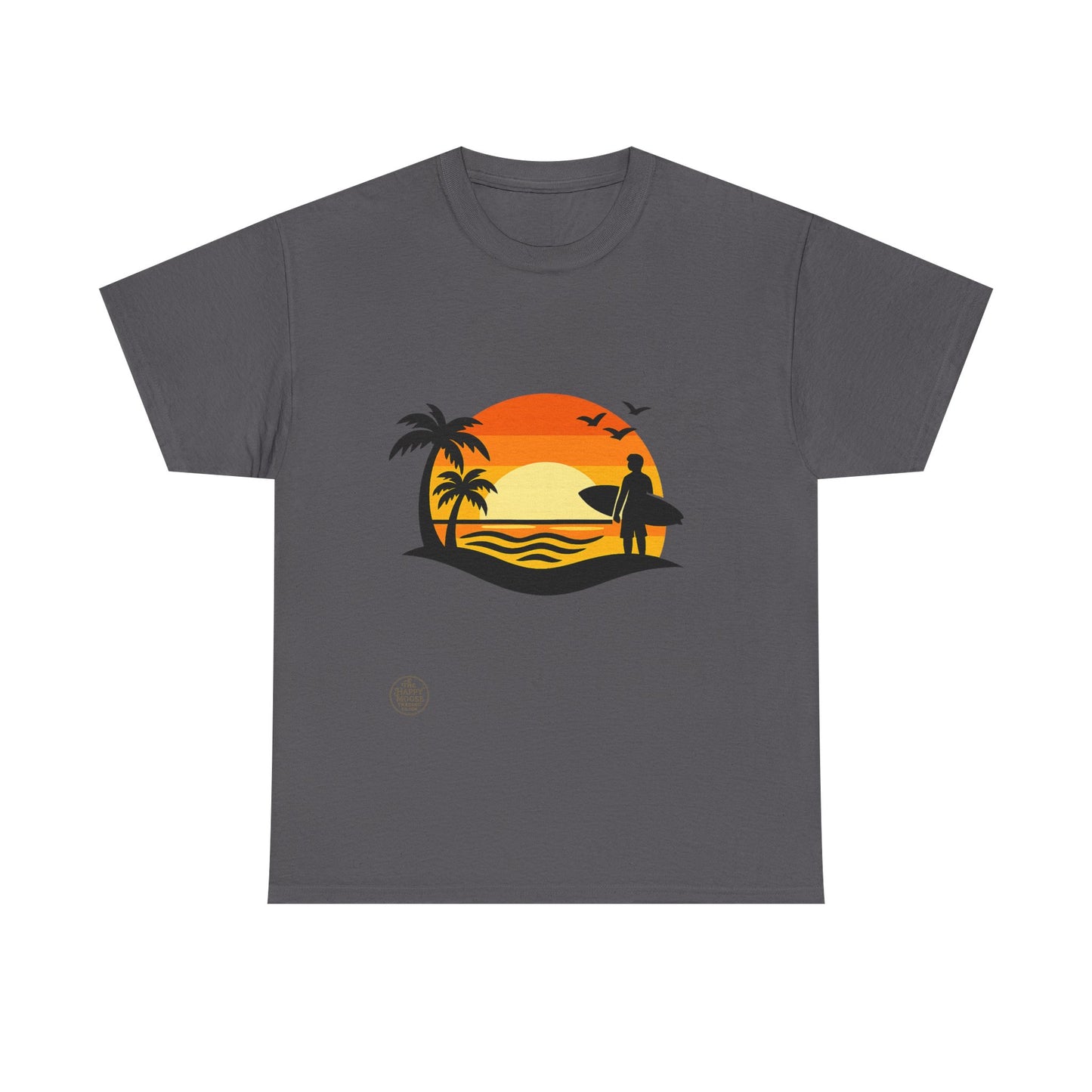 Surf Sunset T-Shirt — Retro Palm Tree Beach Tee