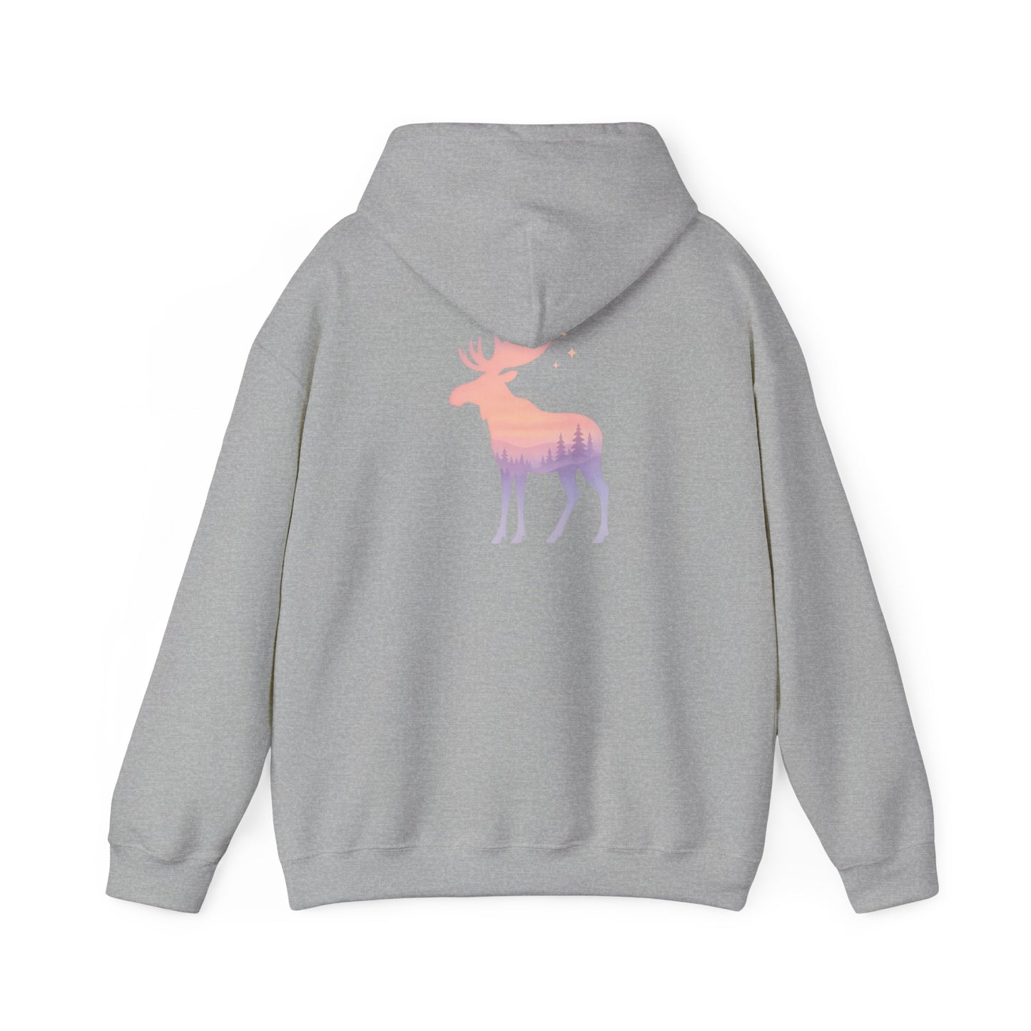 Moose Sunset Hoodie — Pastel Gradient Elk Graphic Pullover