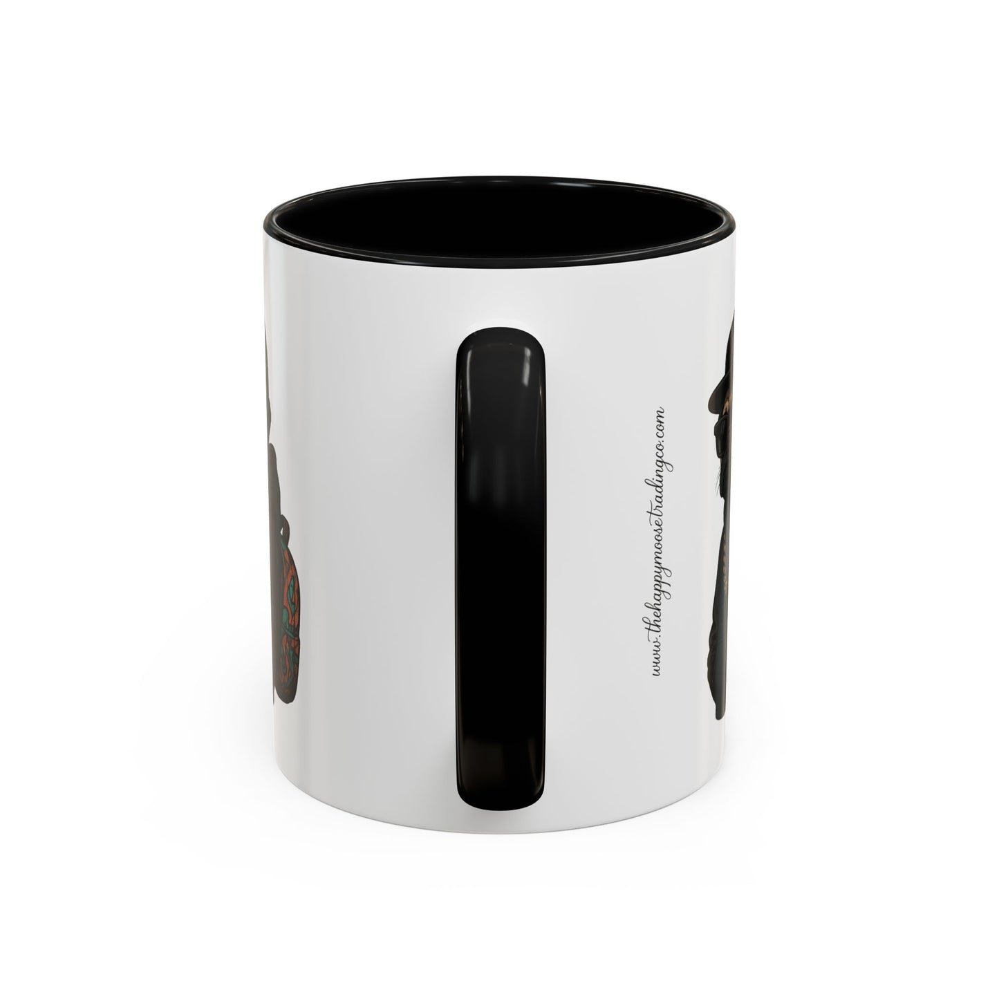 Pug Mug — Red Accent Coffee Mug with Hipster Pug Illustration (11/15oz)